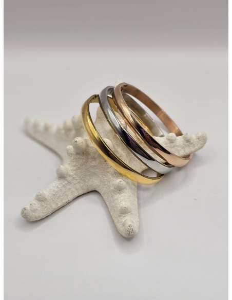 Brazaletes lisos de acero tricolor