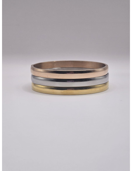 Brazaletes lisos de acero tricolor