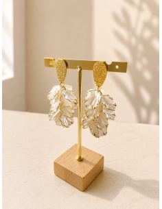 PENDIENTES HOJAS PERLA