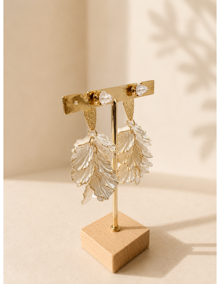 PENDIENTES HOJAS PERLA